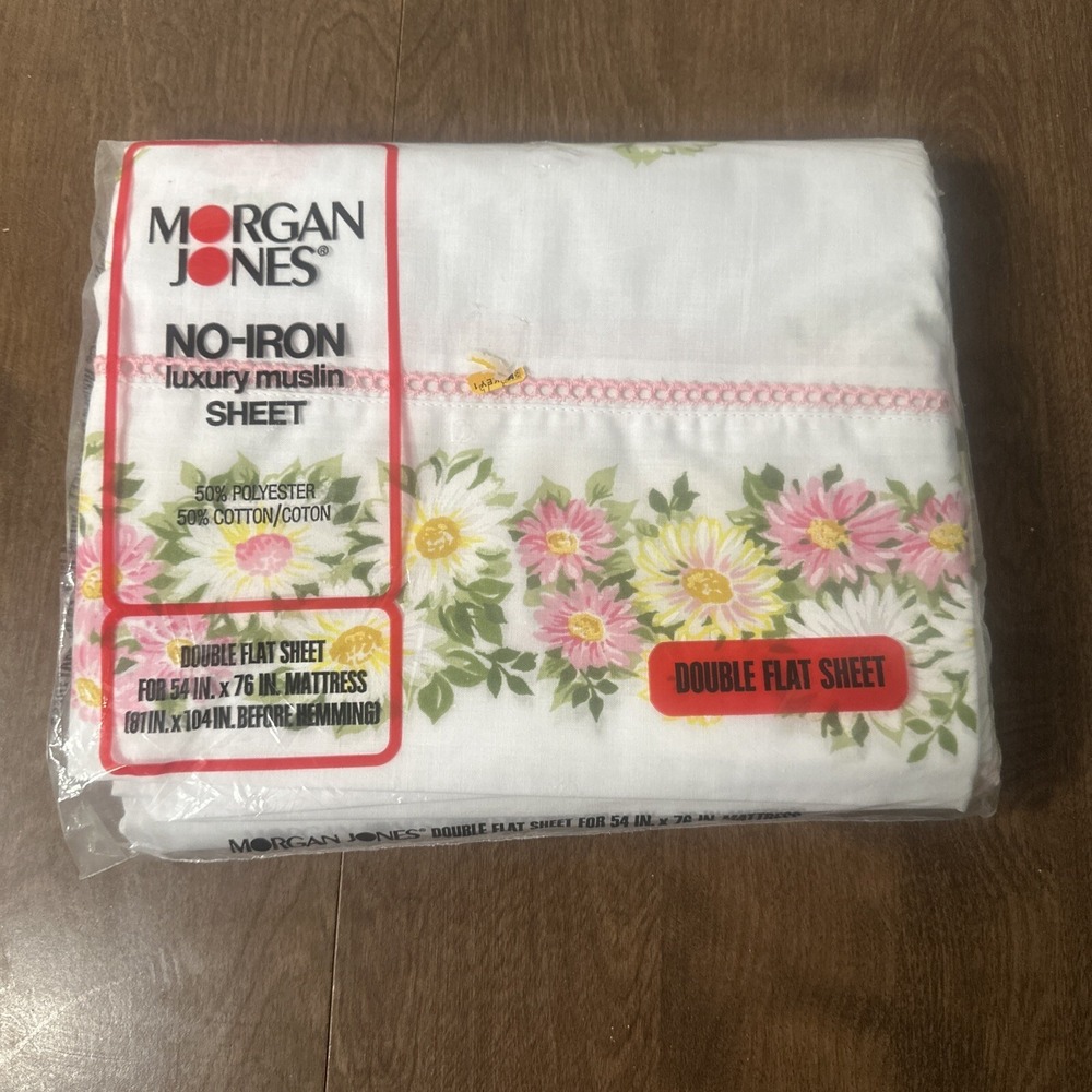 Vintage Morgan Jones Double Sheet Set Bonnie Bouquet No Iron Muslin 54" X 76"‎ - Picture 5 of 7